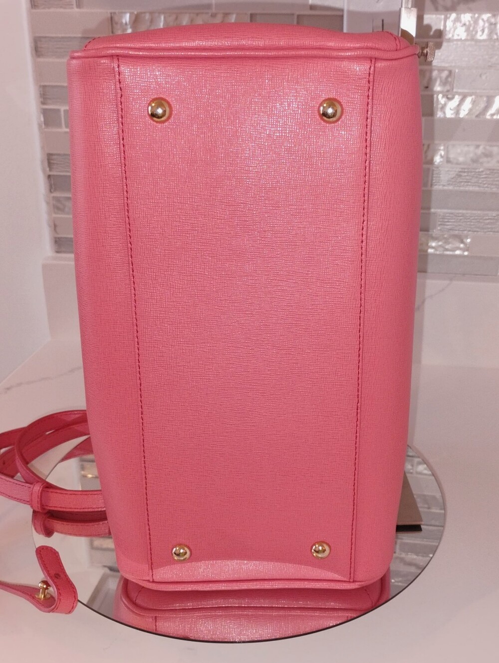 EUC Furla Boston Satchel Bag - Coral Pink GHW - Picture 7 of 15